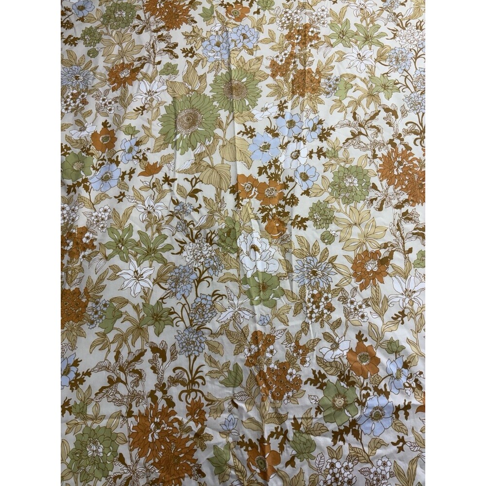 Vintage Canon Royal Family Full Flat Sheet USA Mid Century Earth Tones